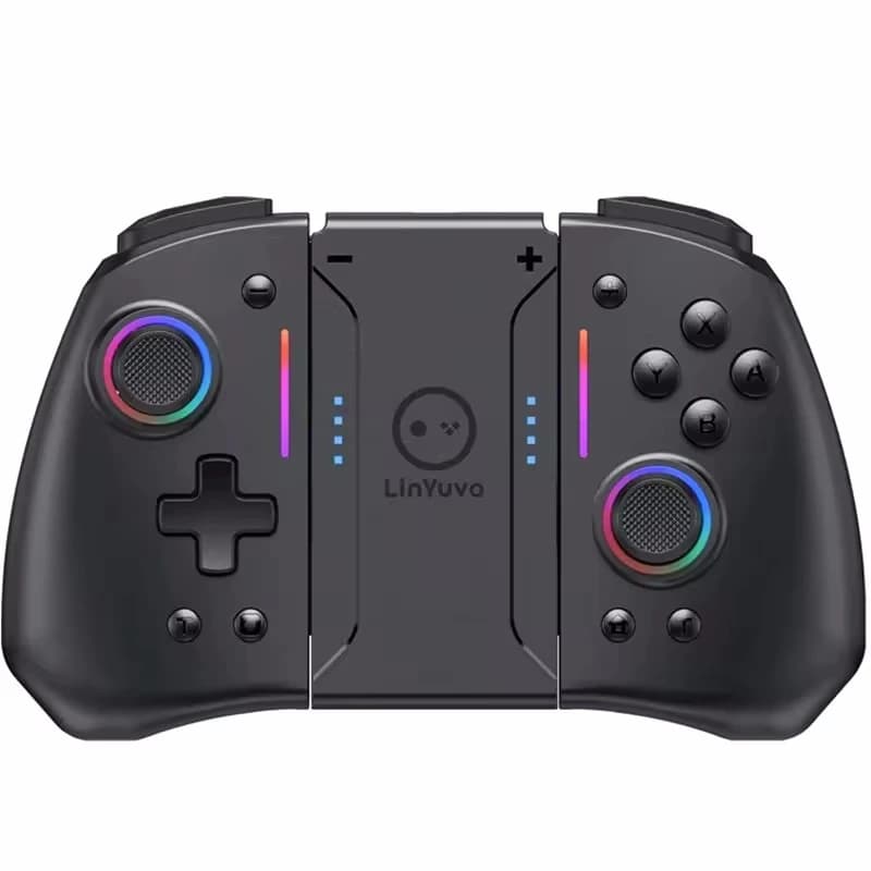 LinYuvo KS42 Joy-pad wireless Meteor Light with 8-color RGB lights for Switch/Lite/OLED, with programmable, Turbo and vibration