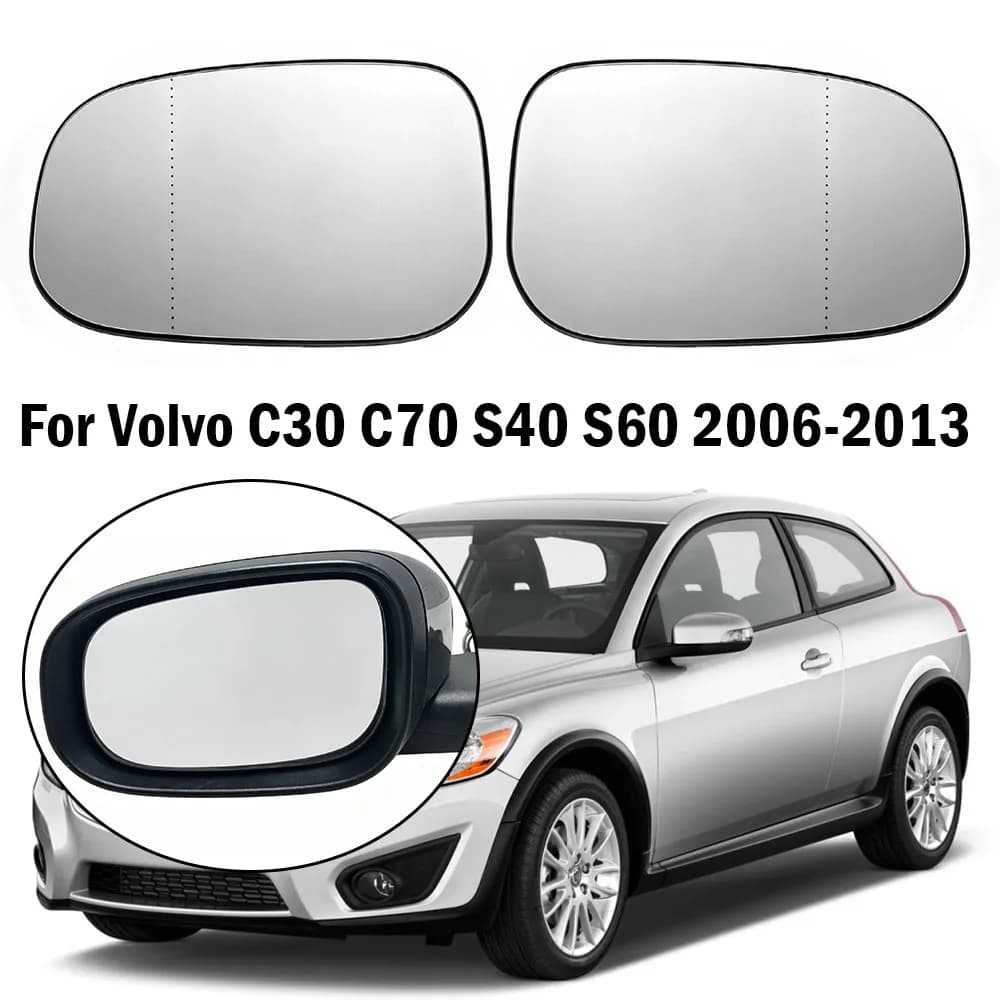 For Volvo C30 C70 S40 V50 S60 V70 2006-2013 1Pc Left Right Side Heated Rearviw Wing Mirror Glass Lens Wide Angle Car Accessories