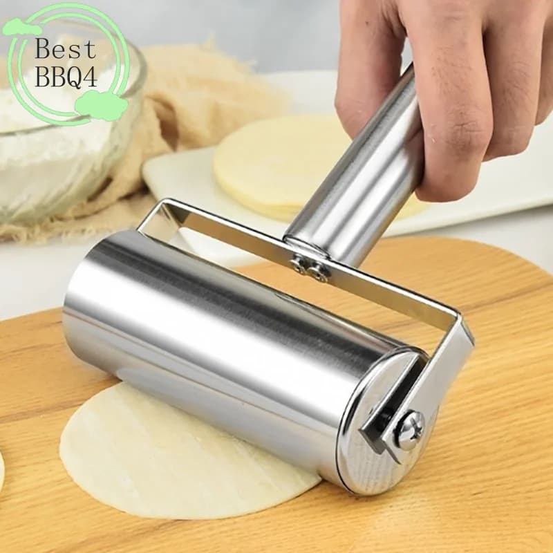 (BBQ4) Mattarello a Doppia Testa in Acciaio Inossidabile Antiaderente per Impasto, Pasta, Ravioli, Pizza e Dolci - Utensile da Cucina