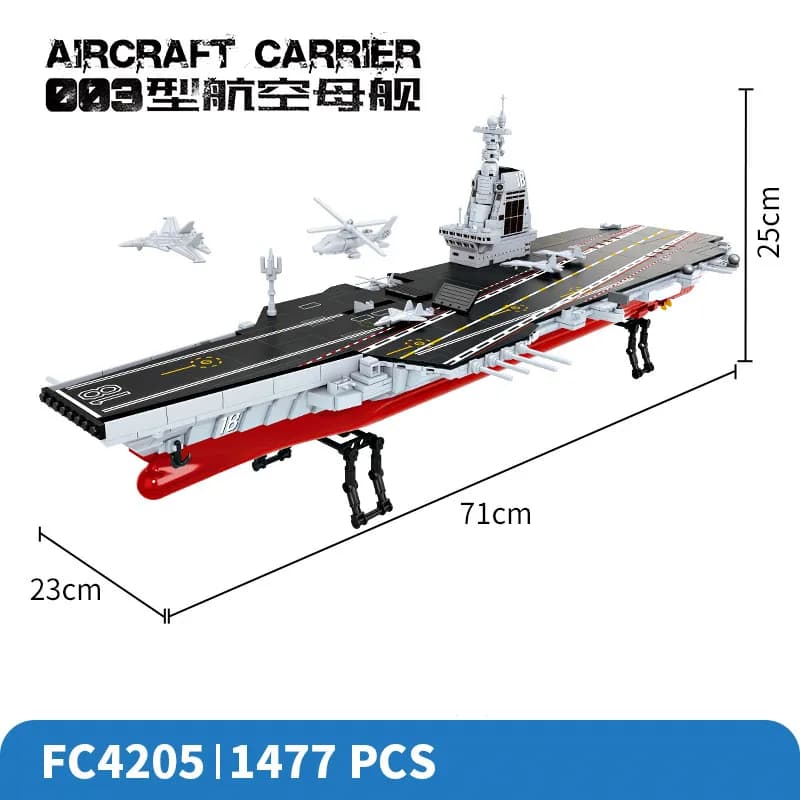 Modello di Portaerei Grande in Blocchi da Costruzione Tipo 003 - Nave Fujian, Giocattolo Militare, Puzzle Educativo, Regalo per Ragazzi