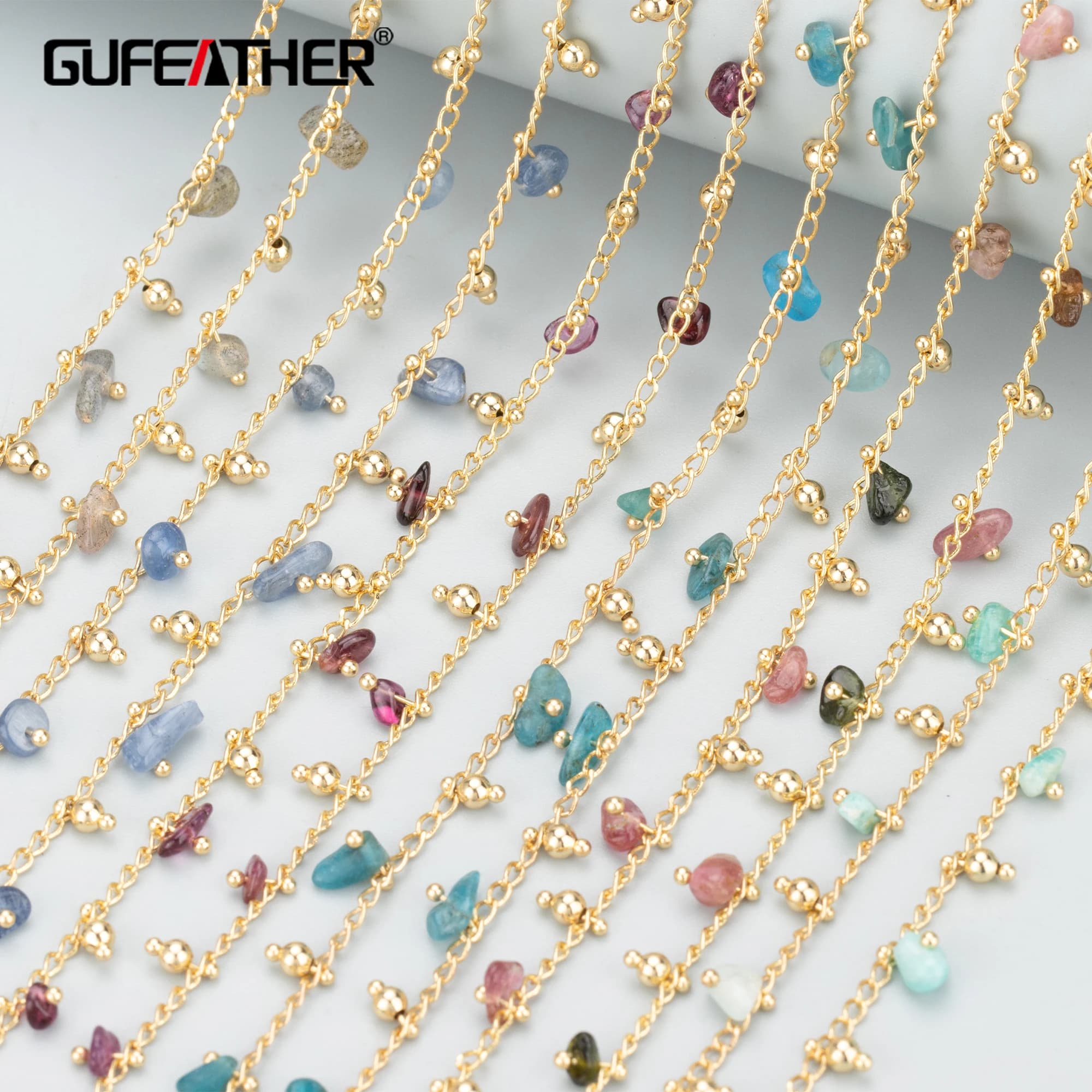 GUFEATHER C306,diy chain,nickel free,18k gold rhodium plated,copper,natural stone,diy bracelet necklace,jewelry making,1m/lot