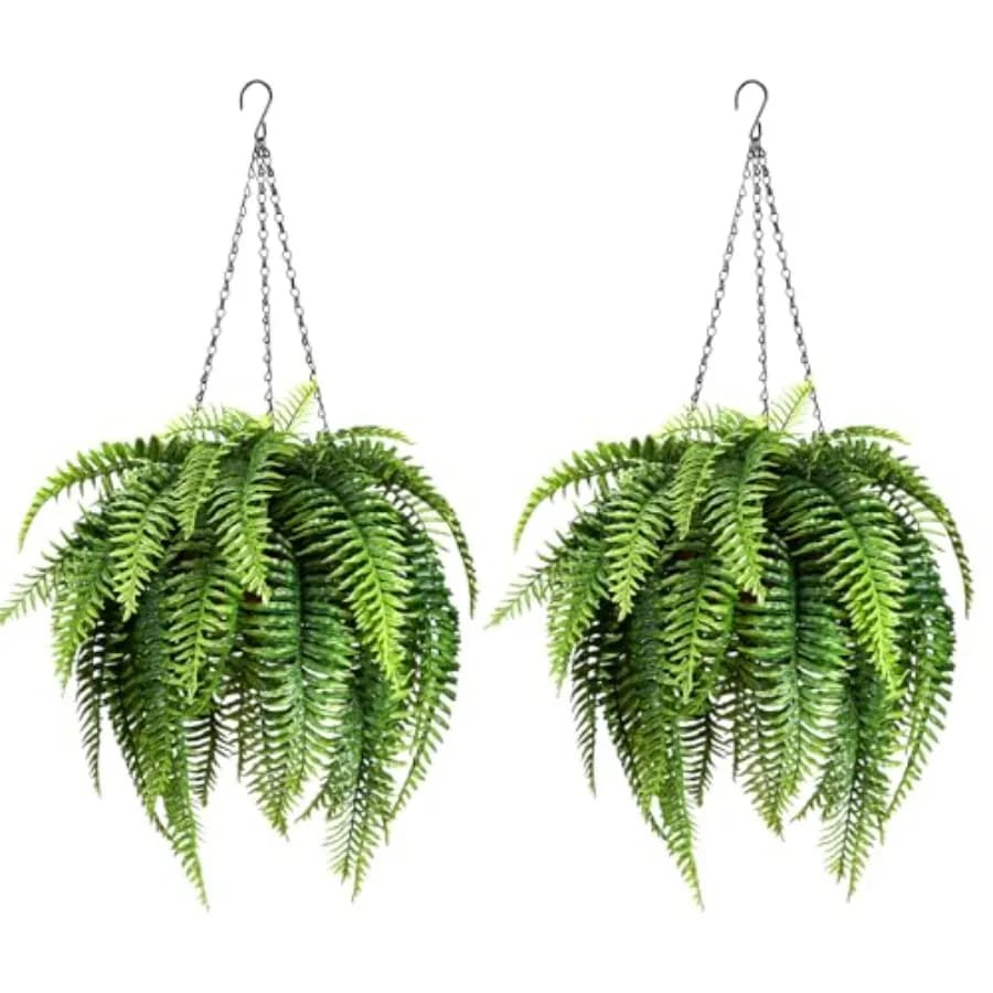 Set of 2 Artificial Felts with Suspended Baskets, UV Rare Resistants, for Veranda, Patio and Garden