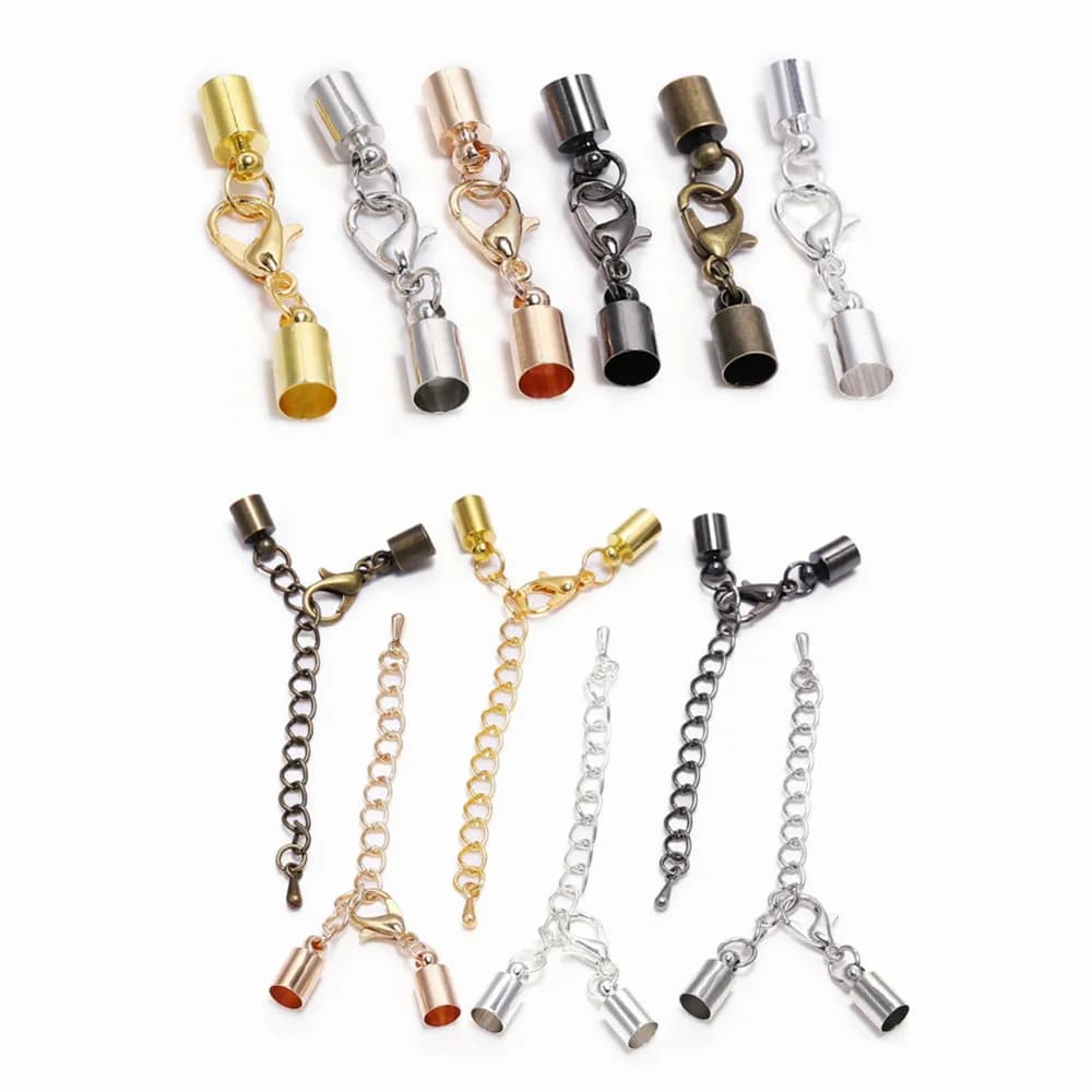 10 pz/lotto 3-10mm Aragosta Catenacci Ganci Cavo di Cuoio Crimps End Tip Caps Connettori Estensibile Catena Per Il Braccialetto creazione di gioielli