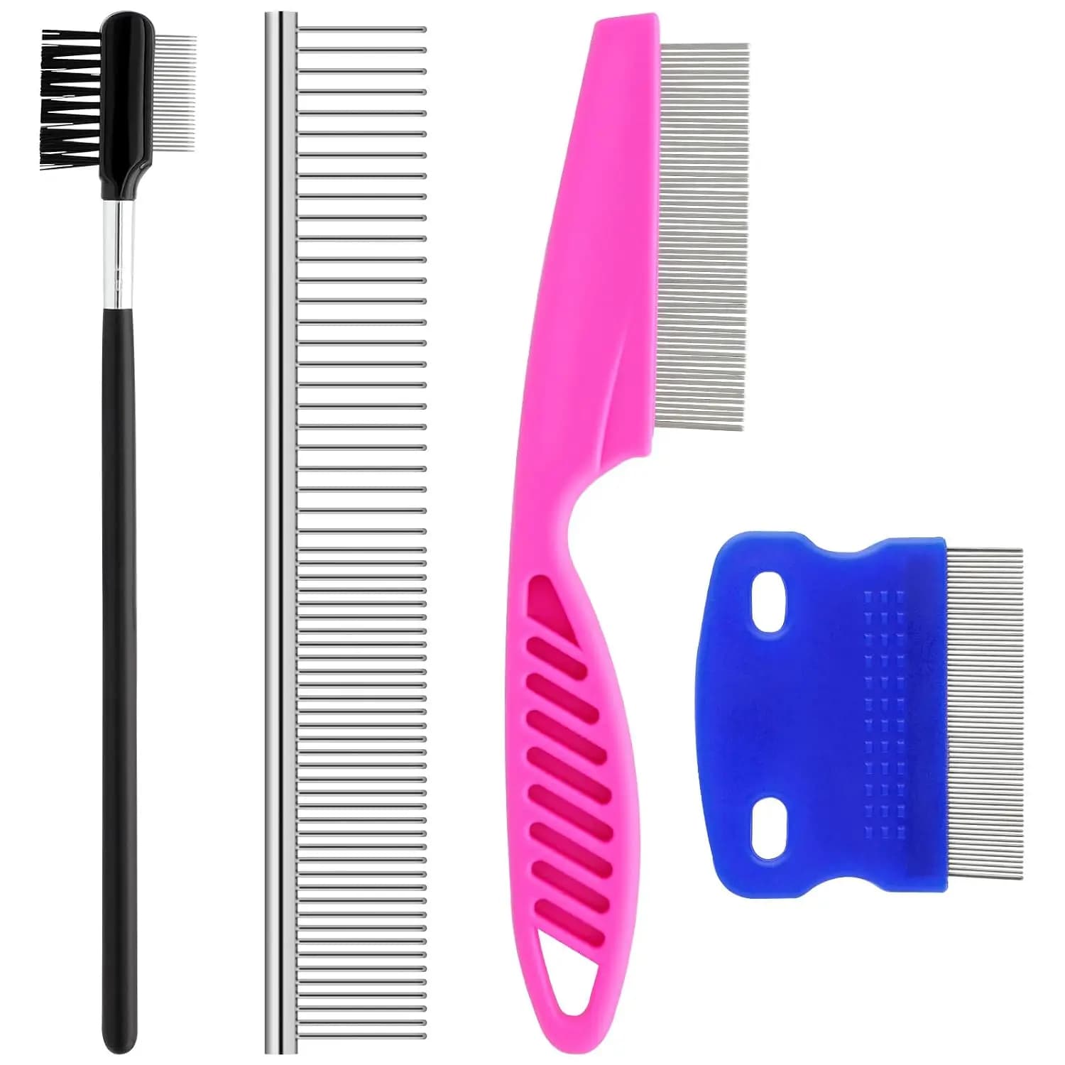 2-in-1 Pet Grooming Comb Kit for Tear Stain Removal & Knot Detangling, Round Teeth for Small Dogs