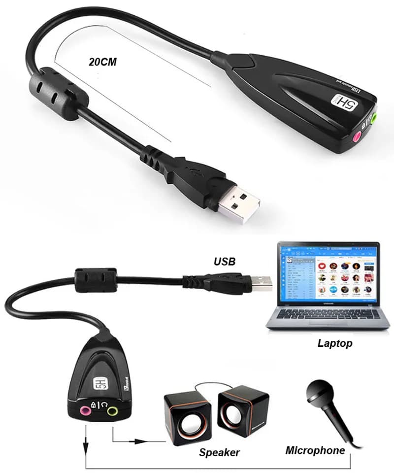 Scheda audio USB esterna Adattatore audio 3D 7.1 CH Cavo jack da 3,5 mm per PC portatile Notebook Auricolare altoparlante cuffia Microfono MIC