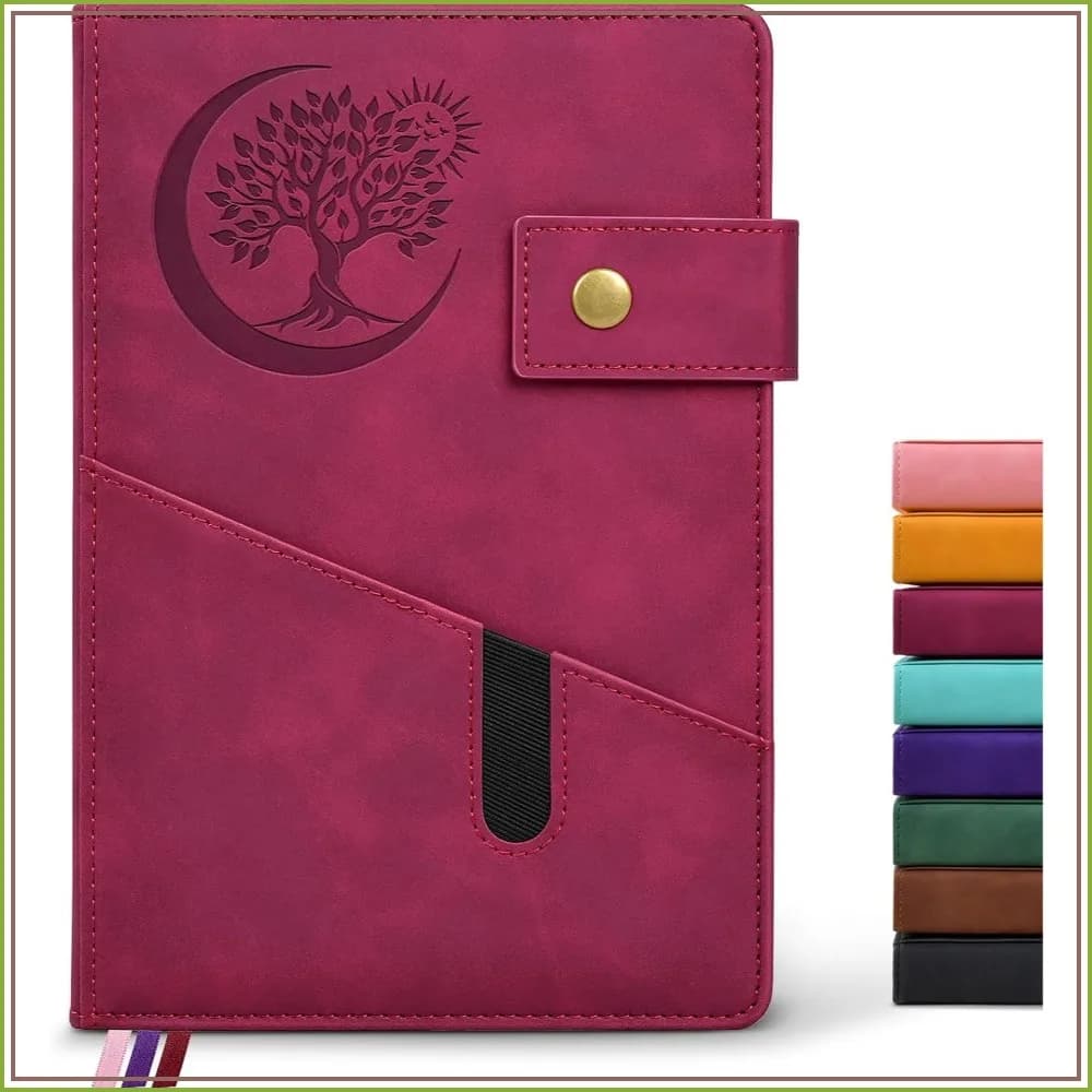 A5 Hardcover Leather Blank Journal, 200 Pages Thick Paper, Unlined Sketchbook for Drawing & Writing, 5.9"x8.4" Plain Notebook (Wine Red)