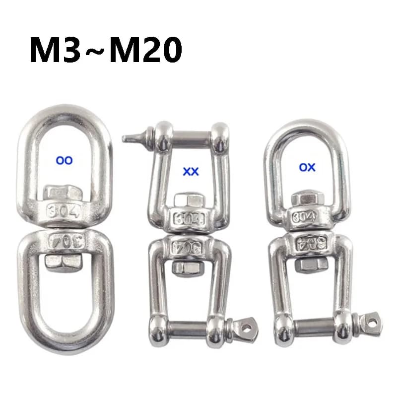 Yiqianyuan M3 M4 M5 M6 M8 M10 M12 M14 M16 M18 M20 Straight D Shackle SUS304 Stainless Steel Jaw Swivel Anchor Connector For Boat
