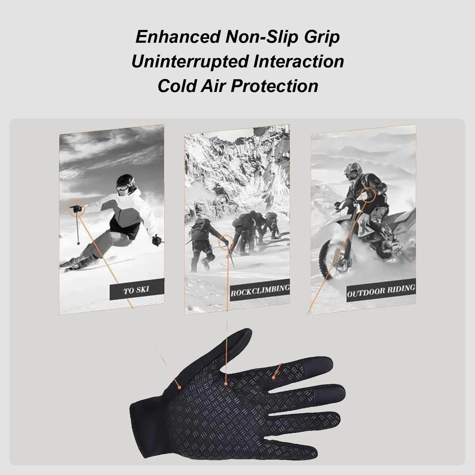 Guanti invernali da uomo Guanti freddi antivento impermeabili Snowboard Moto Equitazione Guida AntiscivoloScreen touch Guanto più caldo