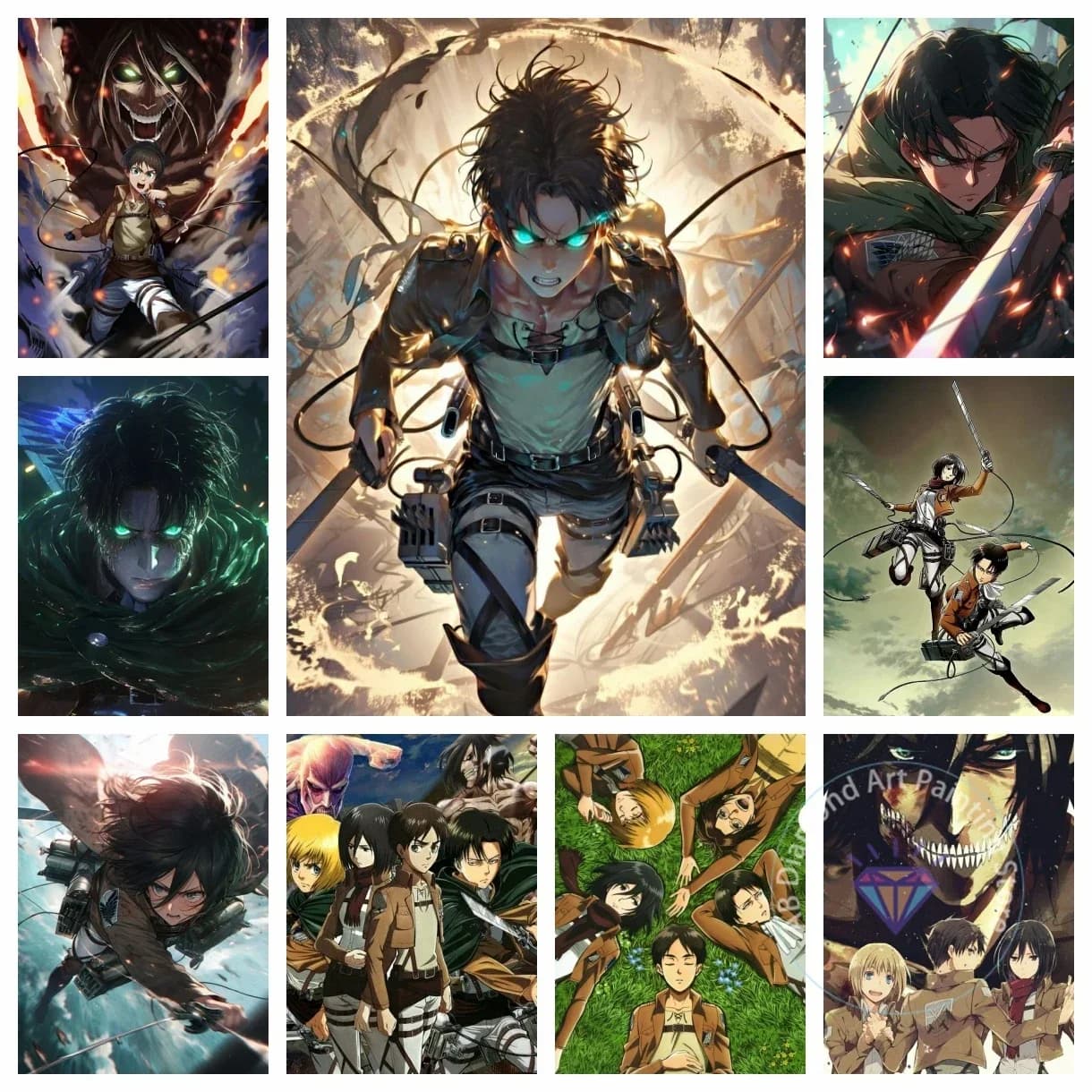 Attack on Titan Anime giapponese 5D Kit di pittura diamante fai da te Diamante ricamo Punto croce Regalo fatto a mano Artigianato Decorazione della casa