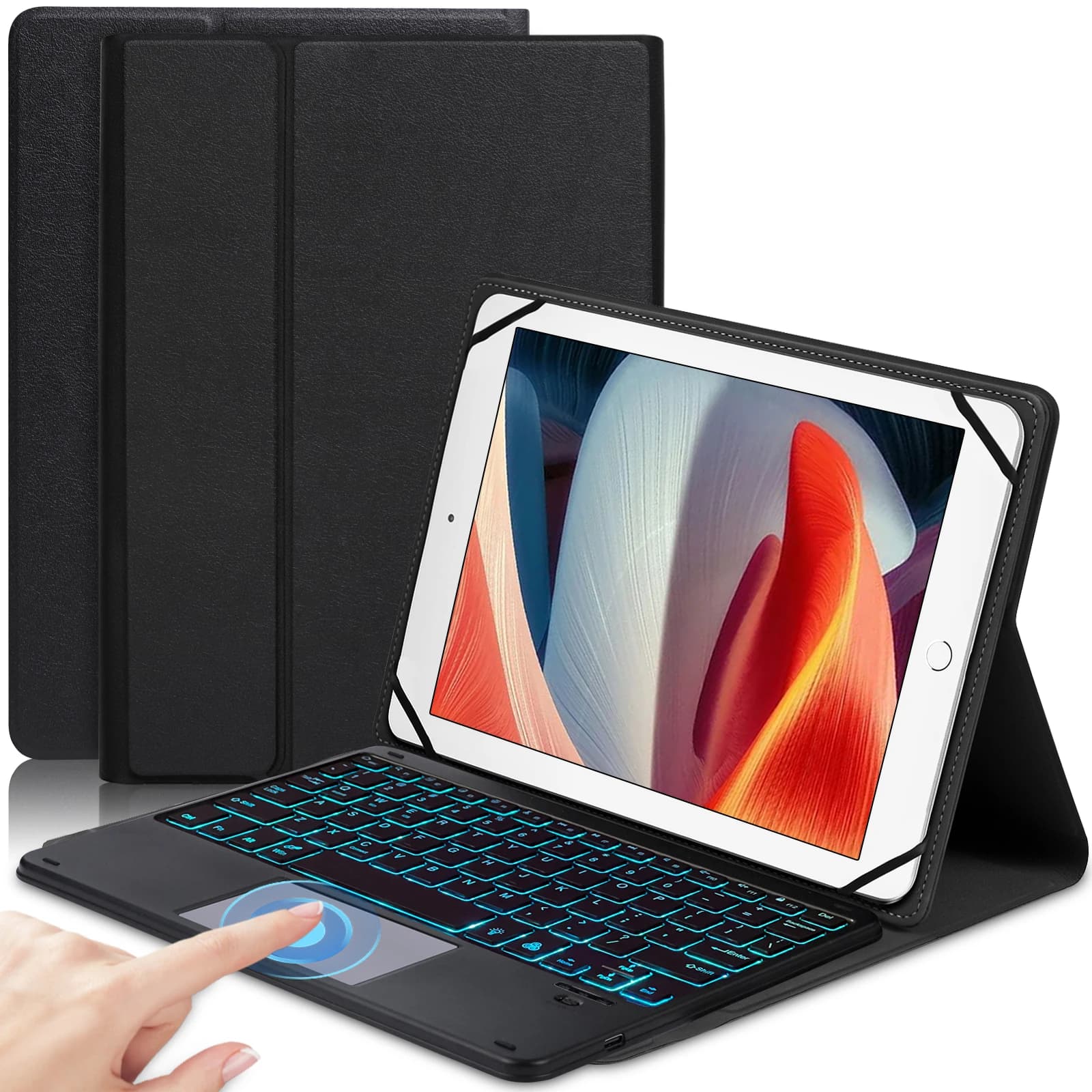 Custodia protettiva universale per tablet da 9-11 pollici Touchpad Custodia con supporto in pelle per tastiera compatibile Bluetooth