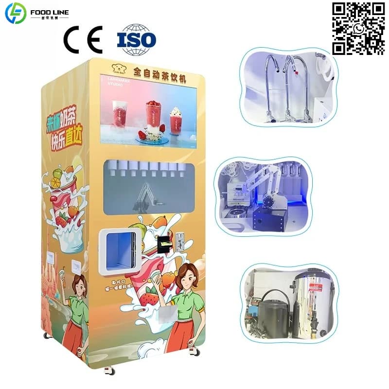 Customized Pearl Milk Tea Smart Vending Machine Fully Automatic Milk Tea Arm Milk Tea Equipment Vending Machine Factory