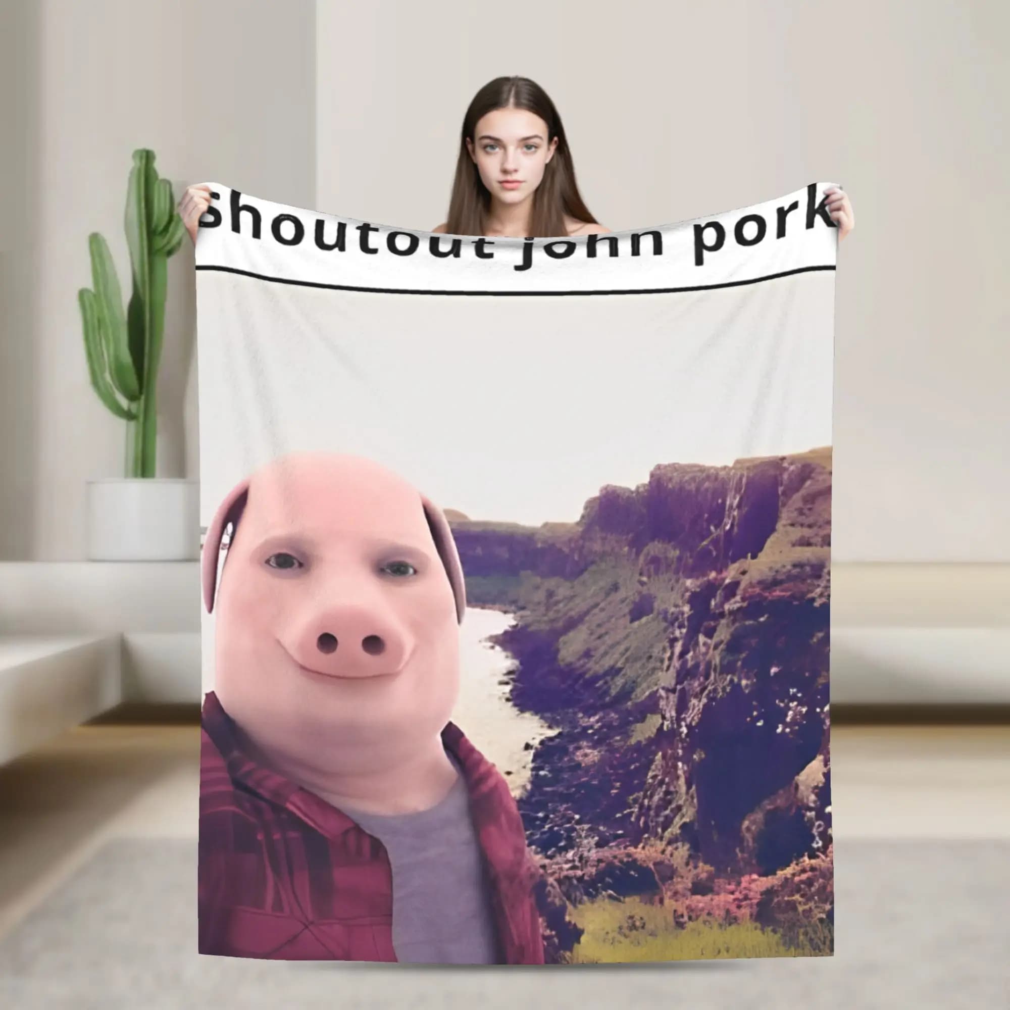 John Pork Is Calling Answer Call Phone Pig Flannel Blankets for Living Room Airplane Travel Graphic Bedspread Sofa Bed Cover