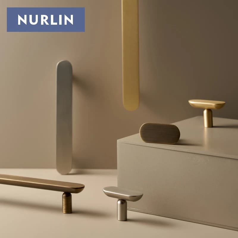 Nurlin Massive Brass Plain Minimalist Modern Design Italian Cabinet Drawers T handle for wardrobe door extended CH108