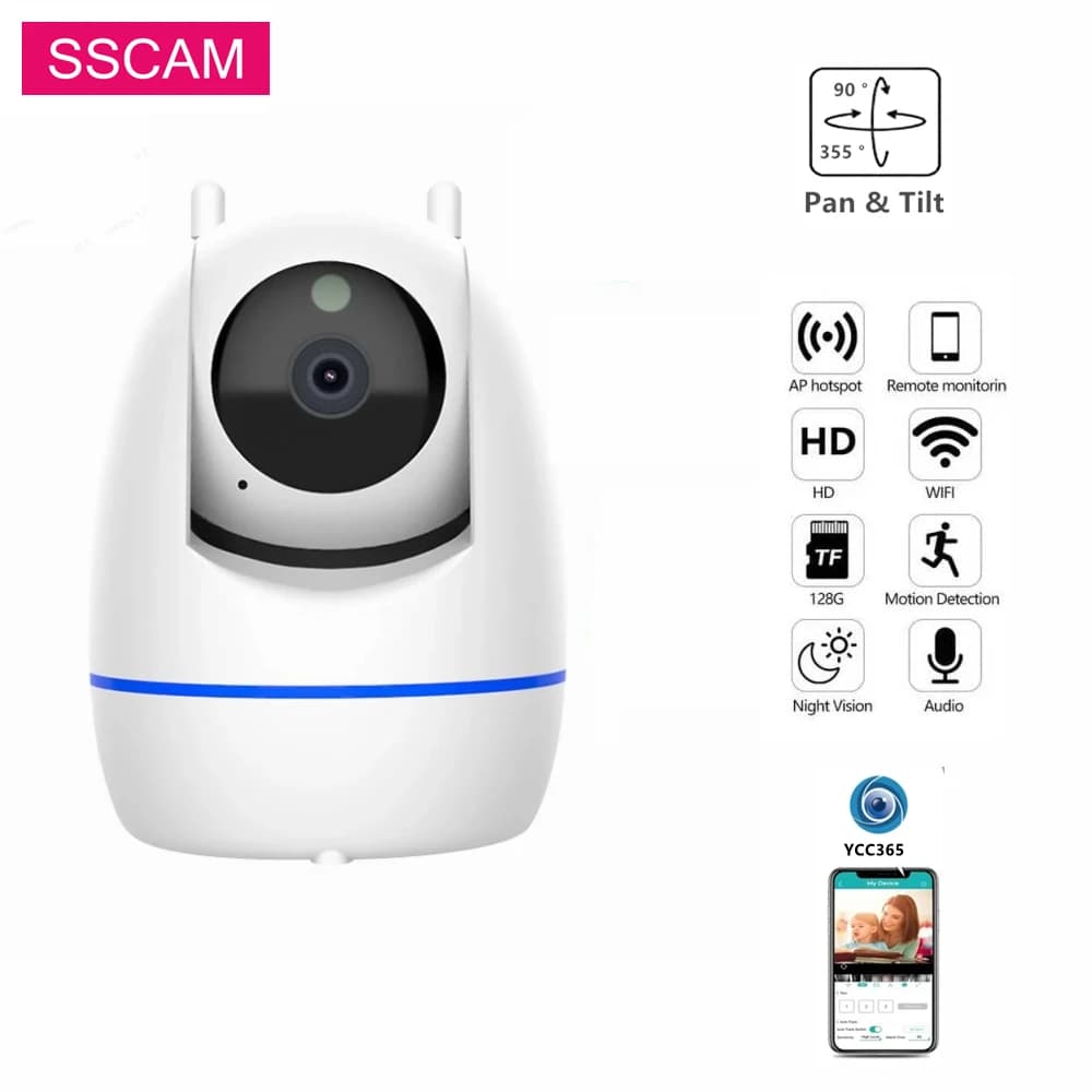YCC365 2MP Wifi Telecamera Wireless di Sorveglianza di Sicurezza Domestica Wreless Telecamera di Visione Notturna Audio Bidirezionale CCTV Baby Monitor da Interno