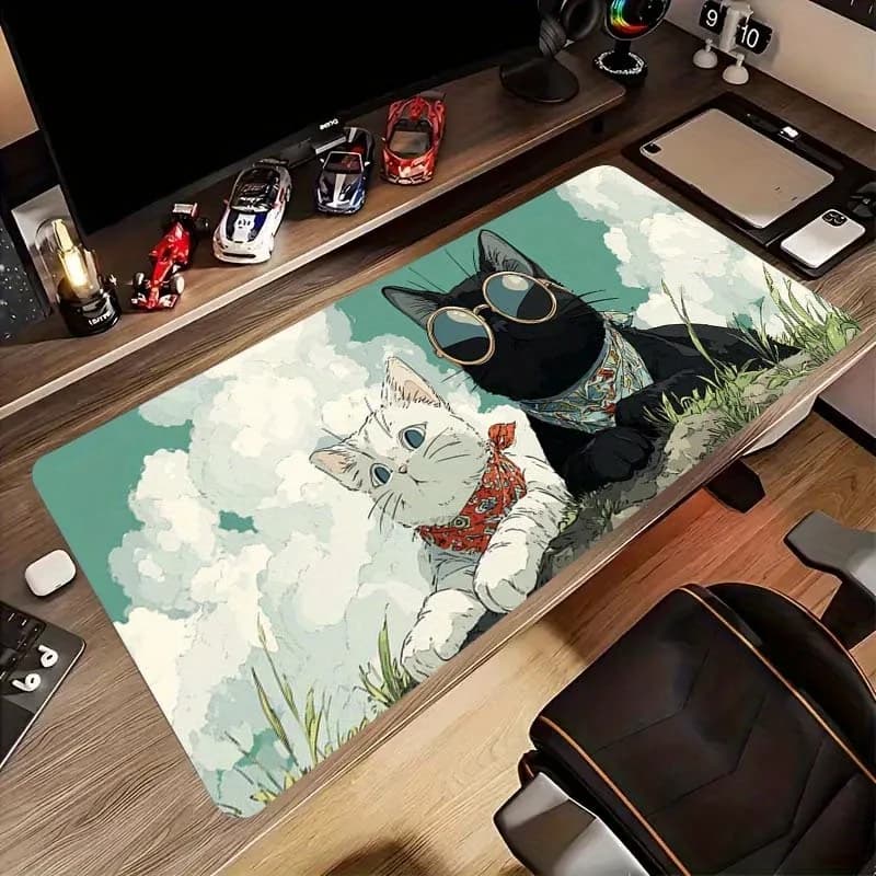 Tappetino da Scrivania Extra Large con Gatti Carini con Occhiali da Sole, Tappetino per Mouse da Gaming Antiscivolo in Gomma per Ufficio e Casa