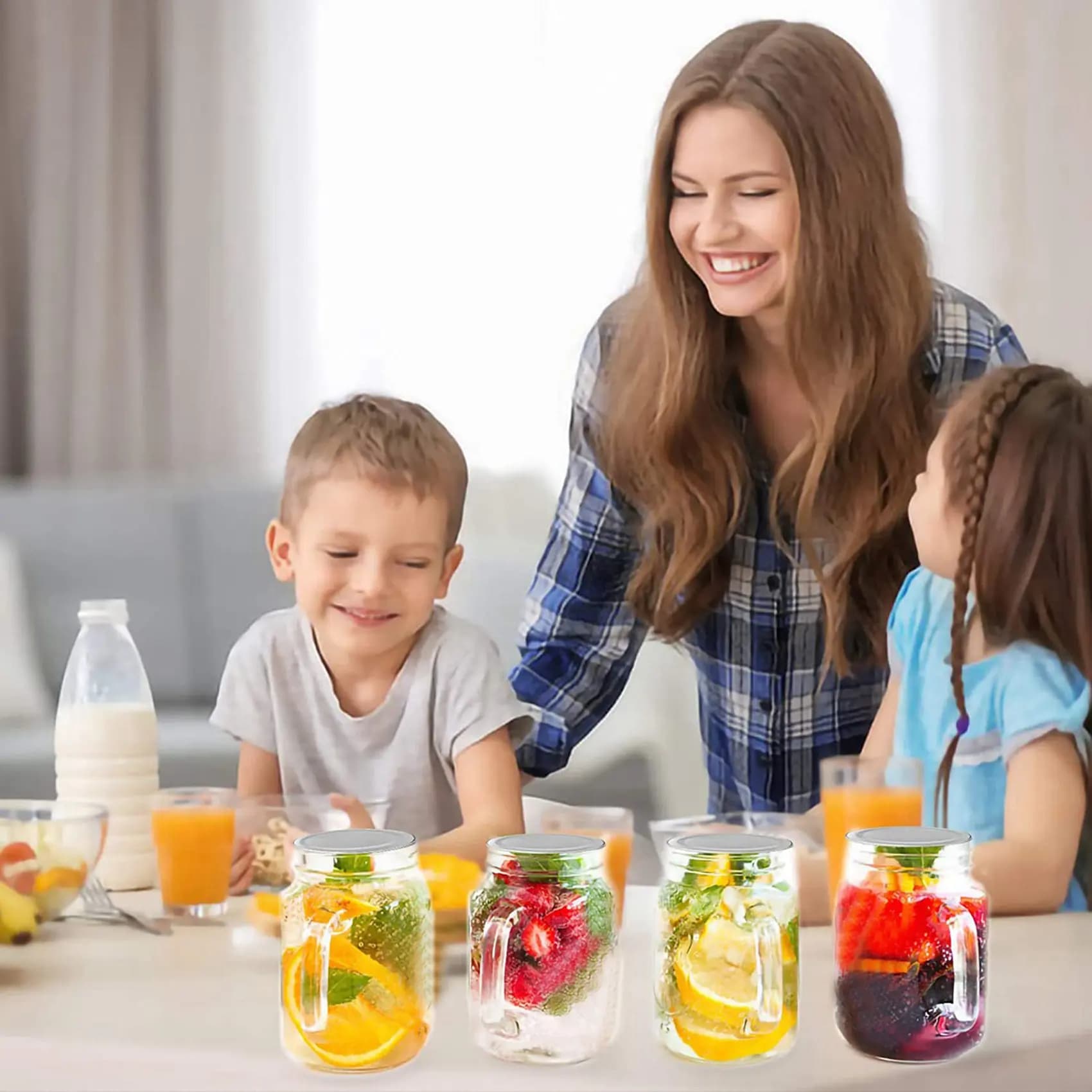 A20F-200 Pcs Wide Mouth 86 MM Mason Jar Canning Lids, Reusable Leak Proof Split-Type Silver Lids With Silicone Seals Rings