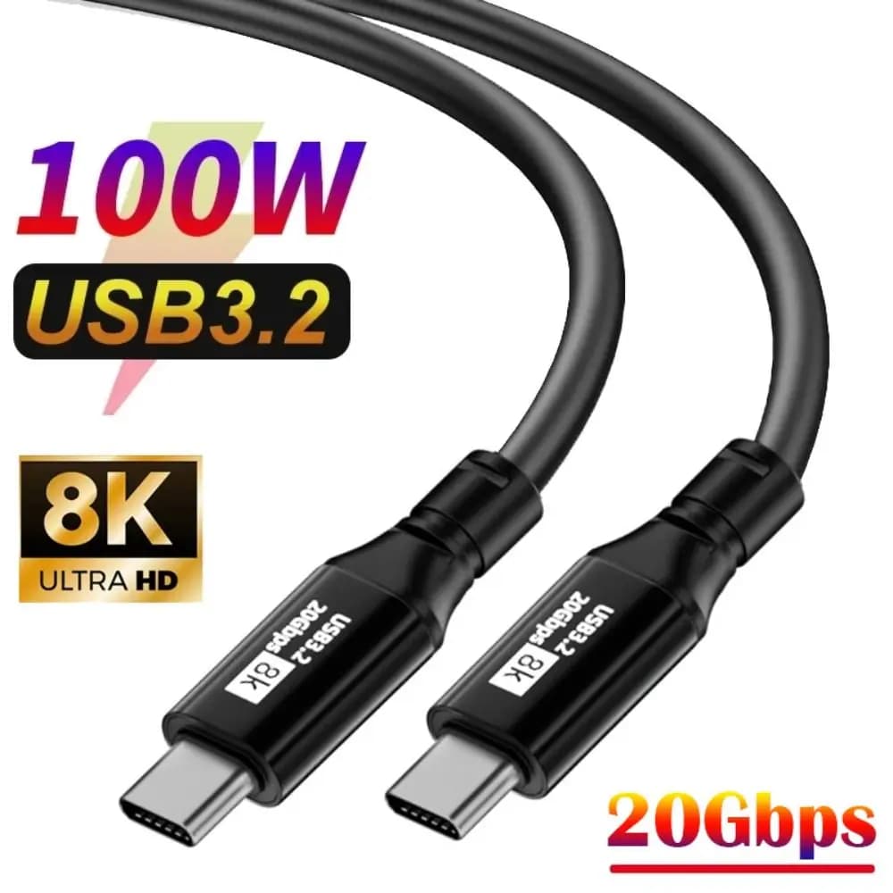 Cavo PD da 100 W USB 3.2 da tipo C a tipo C 8K a 60 Hz 20 Gbps Linea di ricarica rapida Cavo dati UHD 0,5-3 m per telefono cellulare Laptop 15 Pro Max
