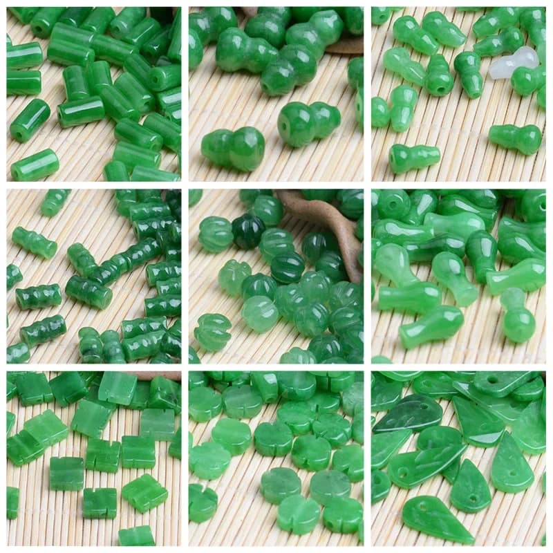 10 pz giada verde zucca foglie perline braccialetto fai da te braccialetto orecchino fascino giadeite gioielli accessori moda amuleto regalo donne
