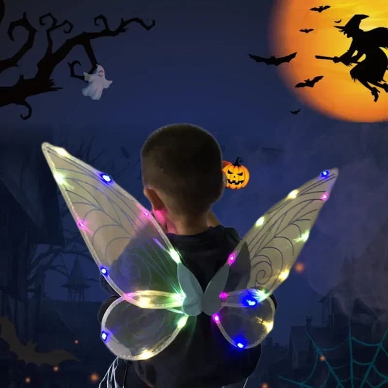 Ali da principessa con luci a LED e motivo a farfalla per il festival di nozze