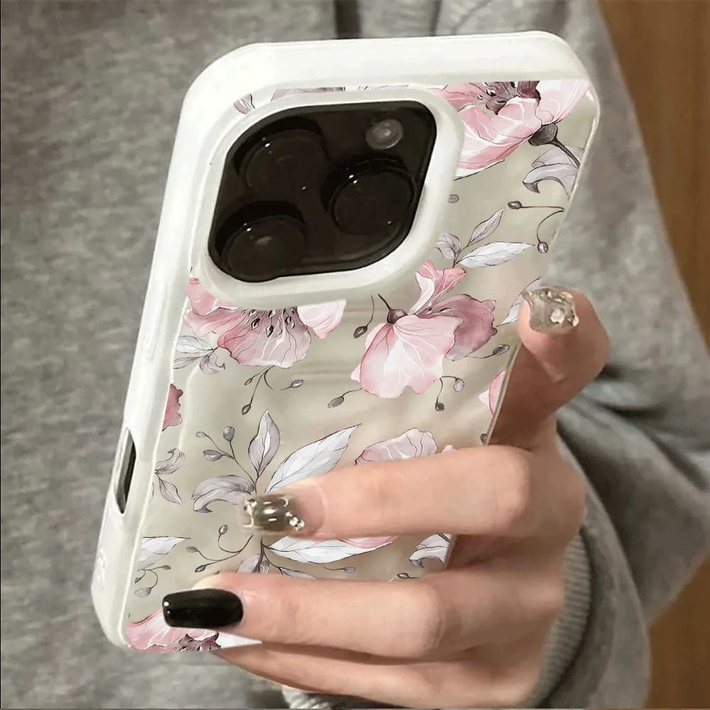 Flower Branch Meteorite Phone Case for iPhone 17 Air 16 15 14 11 12 13 17 Air Pro Max 14 16 Plus Cute Soft TPU Shockproof Cover