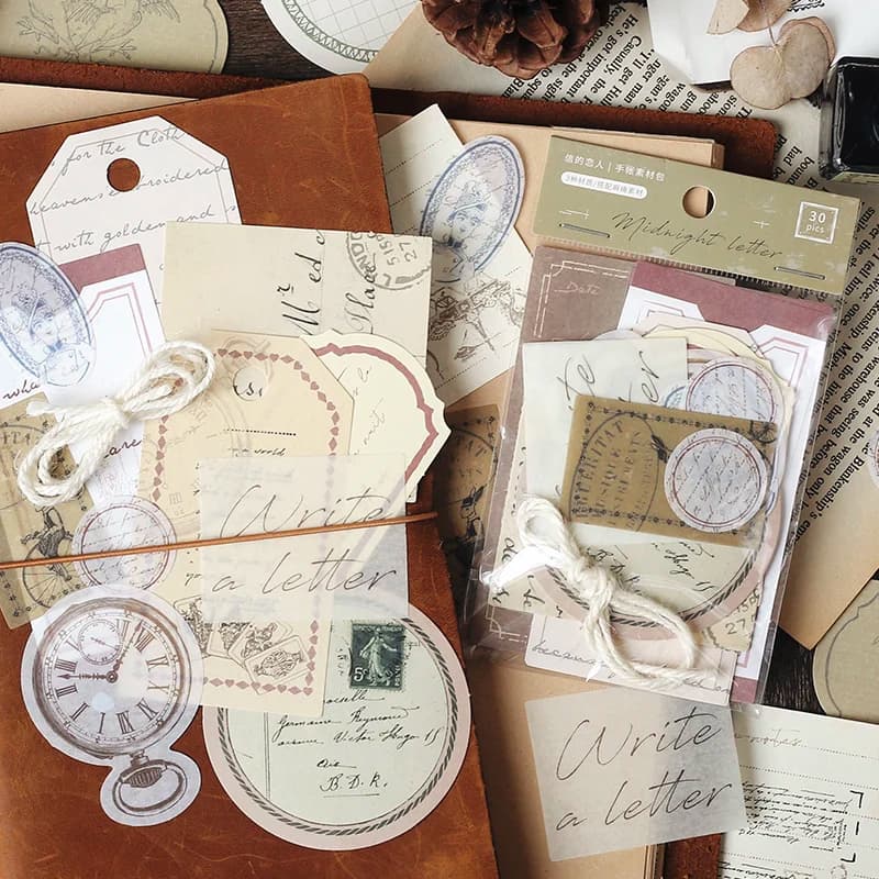 30 pcs/set Vintage Stickers Nostalgia Themes Washi Stickers Paper Flowers Retro Label Decals Stickers For Scrapbooking Diary