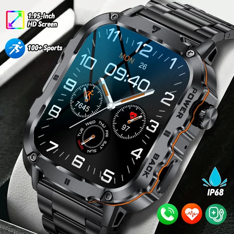 LIGE 2025 Robust Military Smart Men's Watch Exterior Watches lP68 Waterproof 1.95 "Al Voce BT Call Man Smartwatch For Android IOS