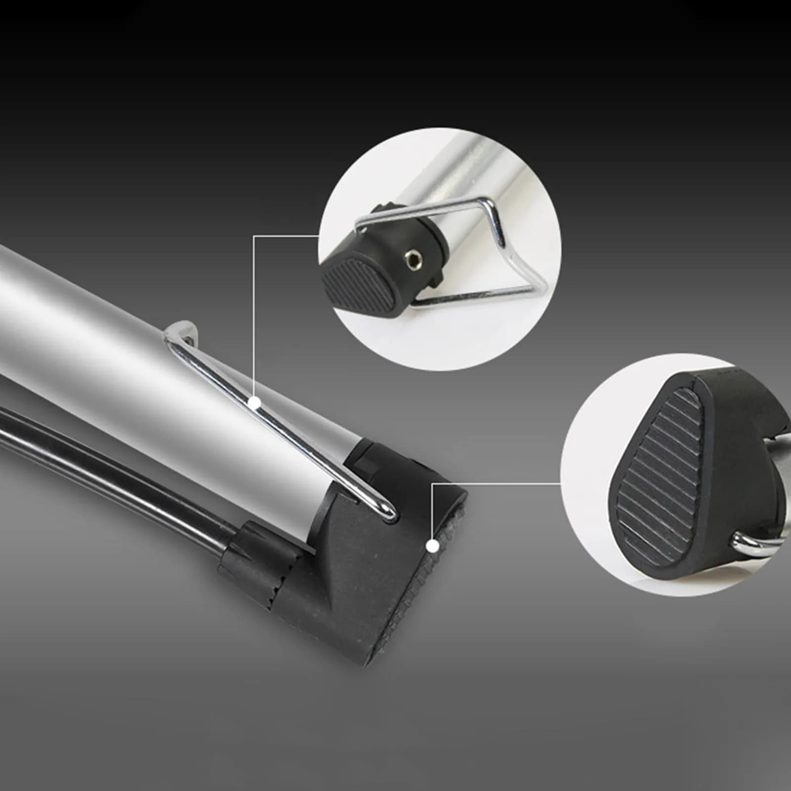 Portable Bike Tire Floor Inflator Silver Mini High Pressure Hand Pump Compatible Valve Convenient Clip