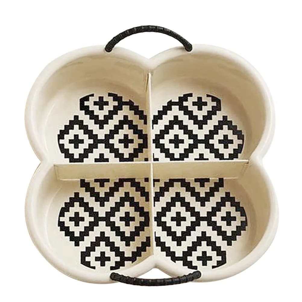 Vassoio Portamerenda Diviso, Organizer per Alimenti in Plastica Leggera, Piatto per Frutta con Manico Portatile, Piatto per Servire Caramelle, Frutta Secca e Dessert