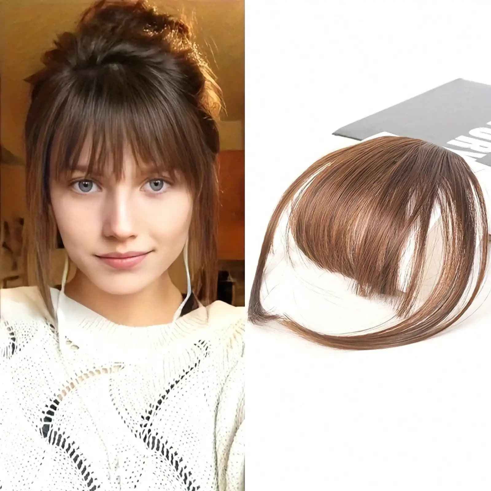 Frange Sintetiche Finte per Parrucche, Frangia Finta per Cosplay, Estensione di Capelli con Clip, Frangia Naturale Finta da Donna