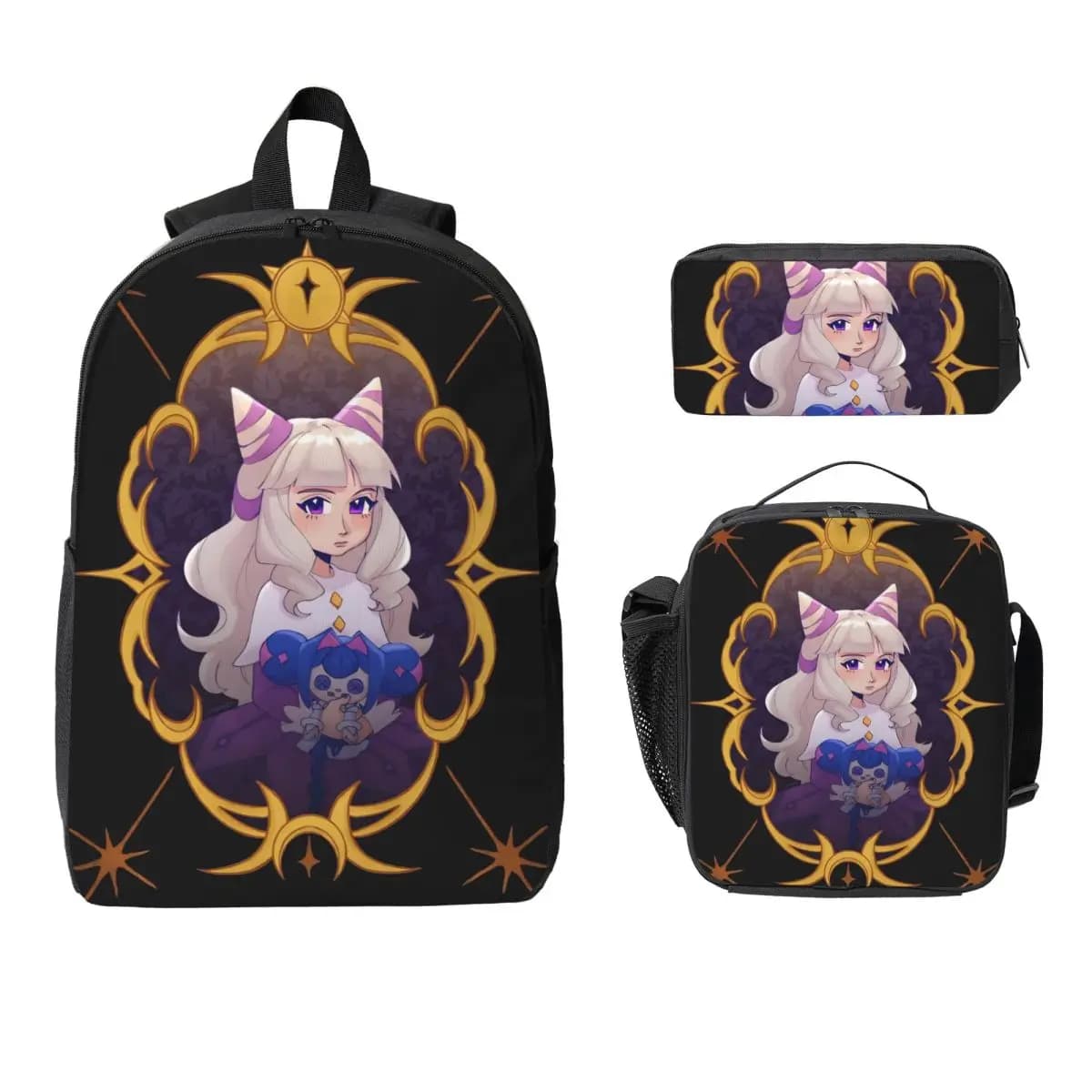 3Pcs K-Knights Of Guinevere merch Backpack Set Pen Bags Bookbag Sets with Lunch Box For School Students Daypack