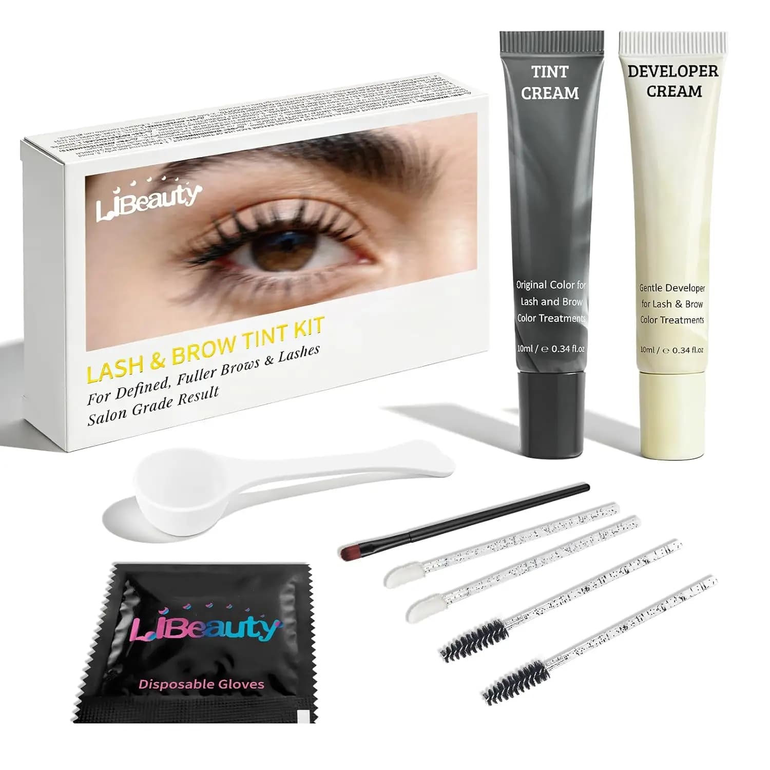 Libeauty New 10ml Eyebrow and Eyebrow Tint Kit, Long-Term Tattoo Effect (60-80 Days), Volumizing and Coloring Mascara, Eye Makeup Tools