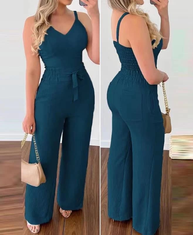 Completi Due Pezzi da Donna 2024, Nuova Moda Estiva, Top a Canotta Arricciato e Pantaloni Casual a Vita Alta, Set Elegante da Donna
