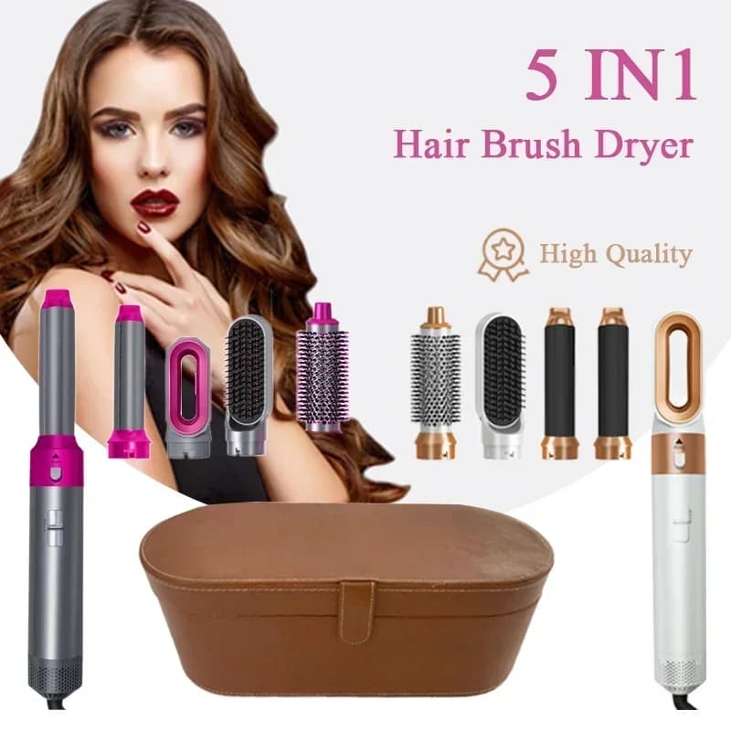 Set 5 in 1 Asciugacapelli e Piastra Professionale: Strumento per Styling con Ferro Arricciacapelli e Piastra Lisciante per Uso Professionale e Domestico