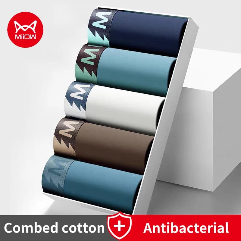 MiiOW 3 pezzi di cotone invernale da uomo intimo boxer antibatterico file interno mutande maschili 7A mutandine da uomo antibatteriche boxer