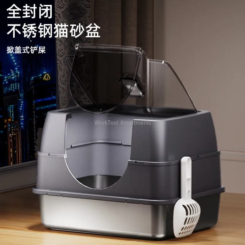 Cat litter box oversized fully enclosed anti-splash deodorant litter box cat litter plate kitten ejection cat toilet