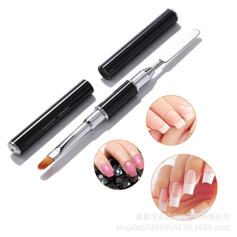 Spatola Rimuovi Smalto, Strumenti per Manicure, Nuovi Pennelli Doppia Punta per Nail Art, Pennello per Gel UV Acrilico, Pennello per Estensione Unghie, Pennello per Decorazione Floreale