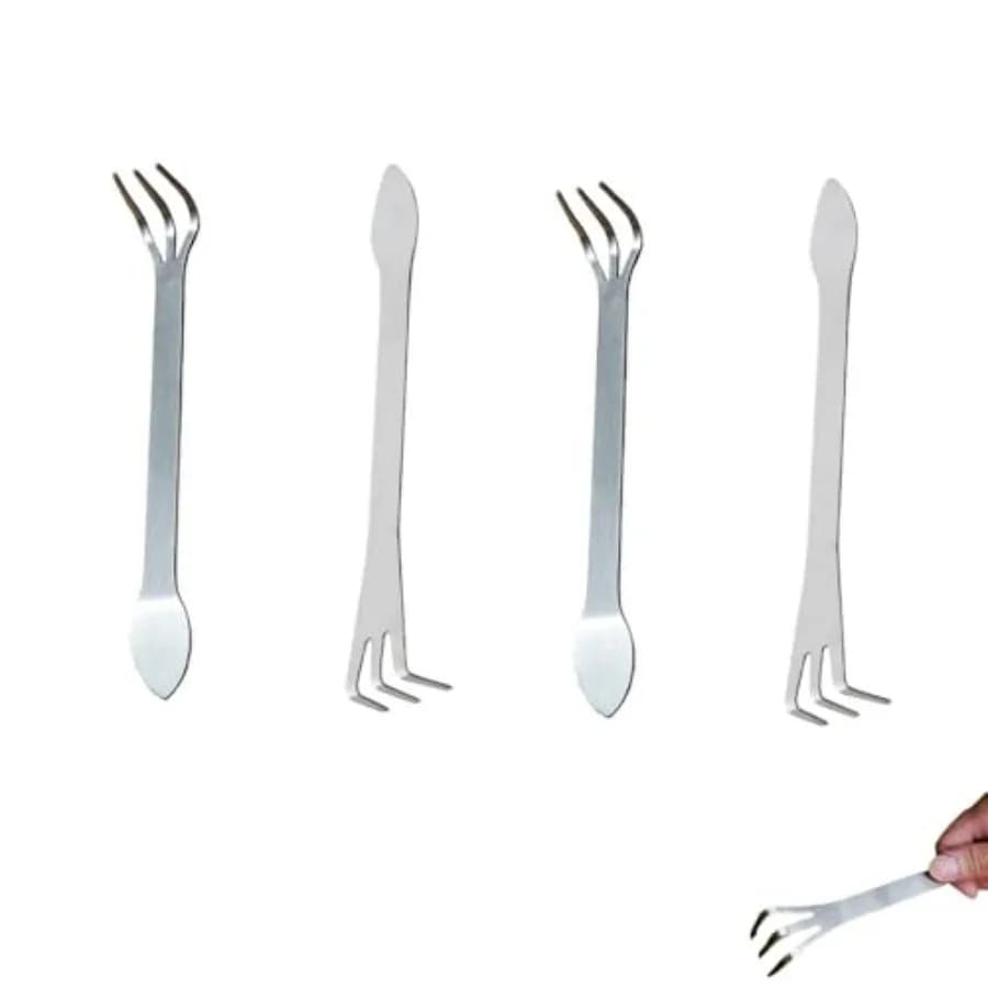 Set di 4 Rastrelli per Bonsai in Acciaio Inox, Mini Attrezzo Kumade per Dissodare le Radici, per Piante da Interno, Coltivazione del Terreno, Ripotatura di Piante da Casa
