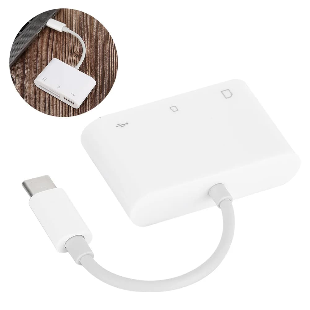 Lettore di schede per fotocamera Lettore di schede di memoria da USB-C a scheda SD/TF Adattatore convertitore per lettore di schede per fotocamera Cavo di memoria multifunzione