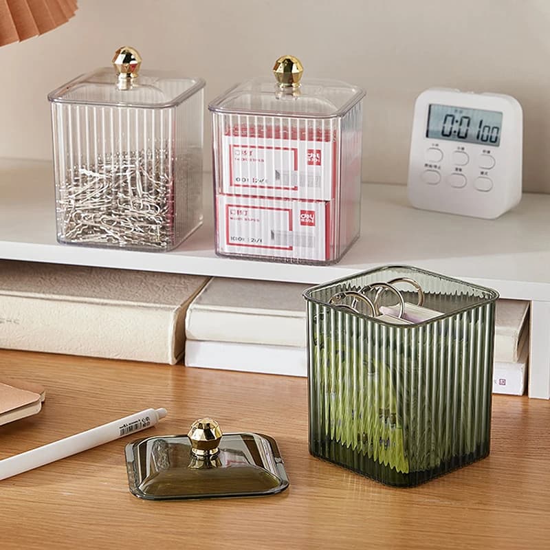 Elegante Scatola Trasparente per Salviette di Cotone, Contenitore per Rossetti e Cosmetici, Organizer Antipolvere per Trucchi