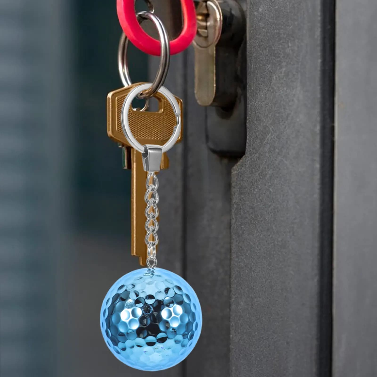 4Pcs Golf Ball Keychain Gold Plated Miniature Sports Key Rings Golf Club Gifts Men Decorative Backpack Bag Charms