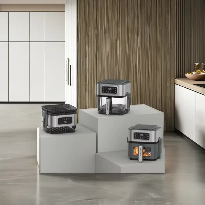 3 In1 Stainless Steel 5L Air Fryer Multi-Function Electric Grill Oven Digital Control Includes Frying Pan