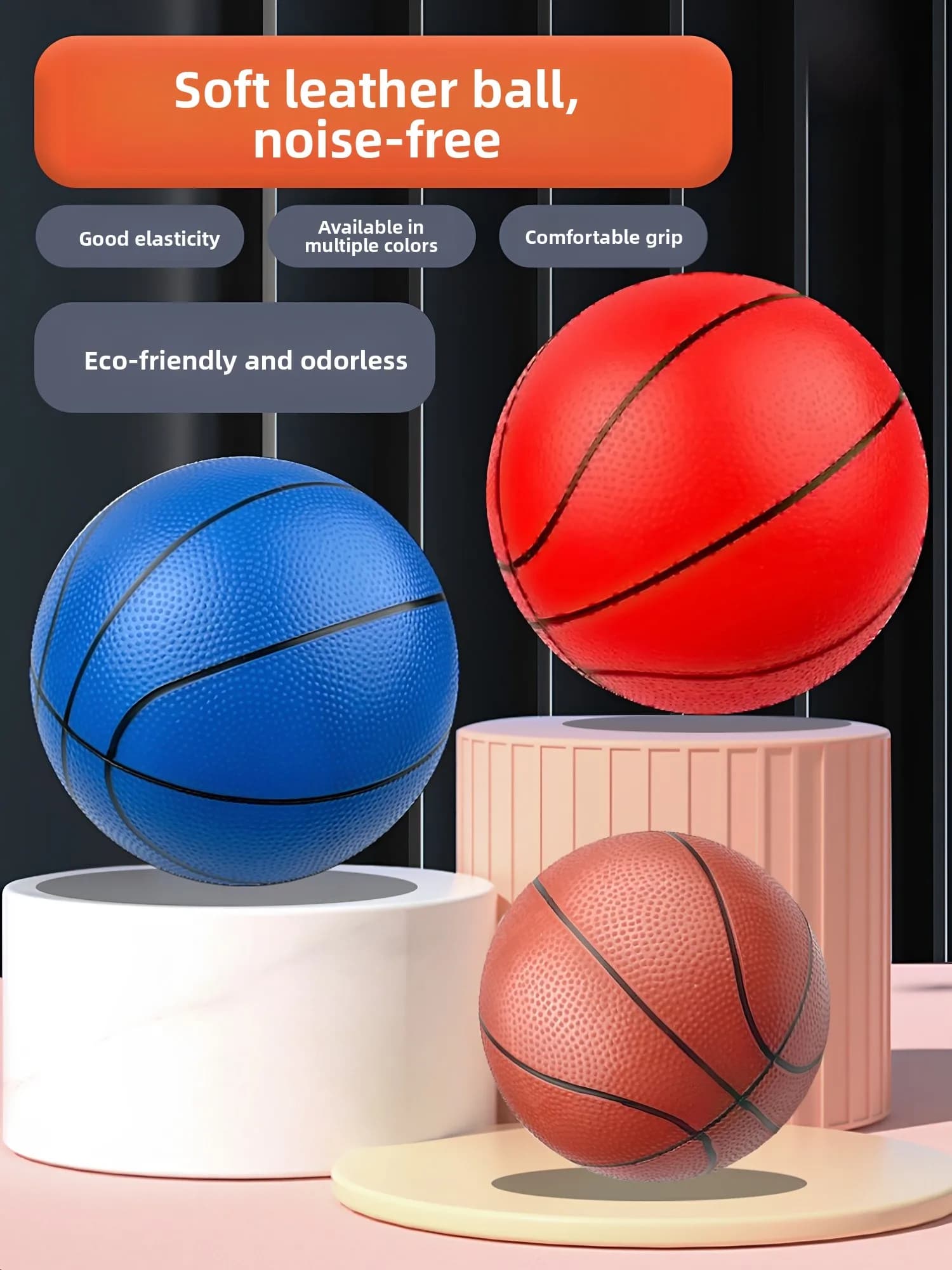 Pallone da basket ecologico numero 7 per interni, non silenzioso, in morbida pelle, per bambini dell'asilo, in PVC