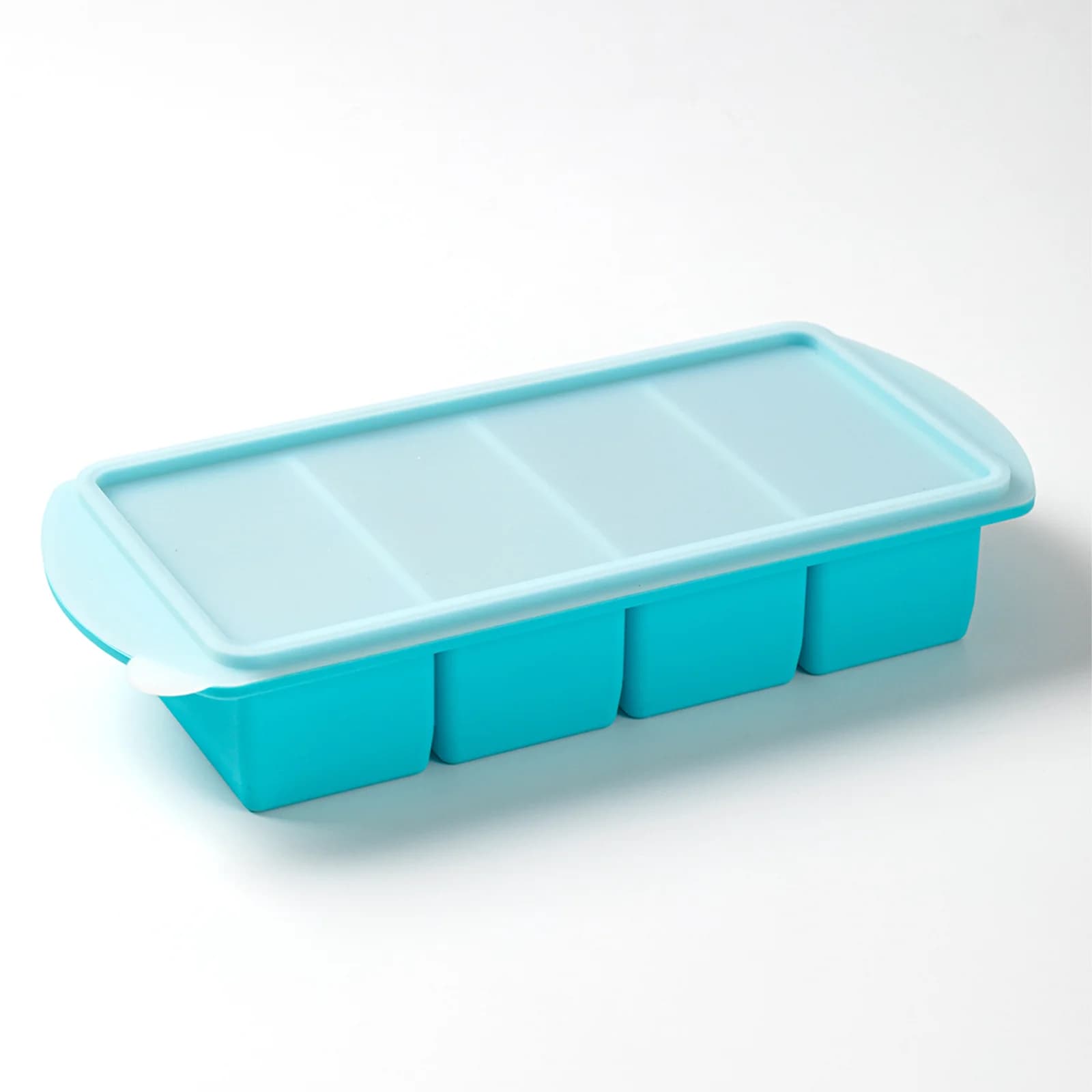 Silicone Soup Freezer Tray with Lid 4-Cup Large Ice Cube Mold Steel Rim Food Storage Container for Broth Meal Prep