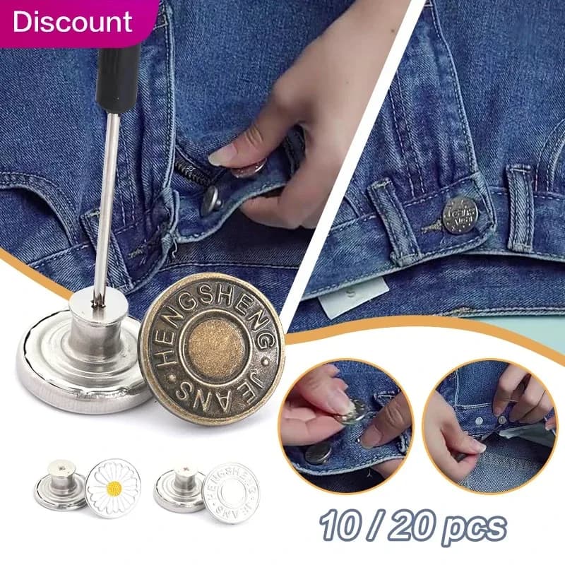 10/30/50 pezzi bottoni jeans in metallo 17mm kit di riparazione bottoni a vite di ricambio senza chiodi rimovibili Jean fibbie abbigliamento pantaloni spille