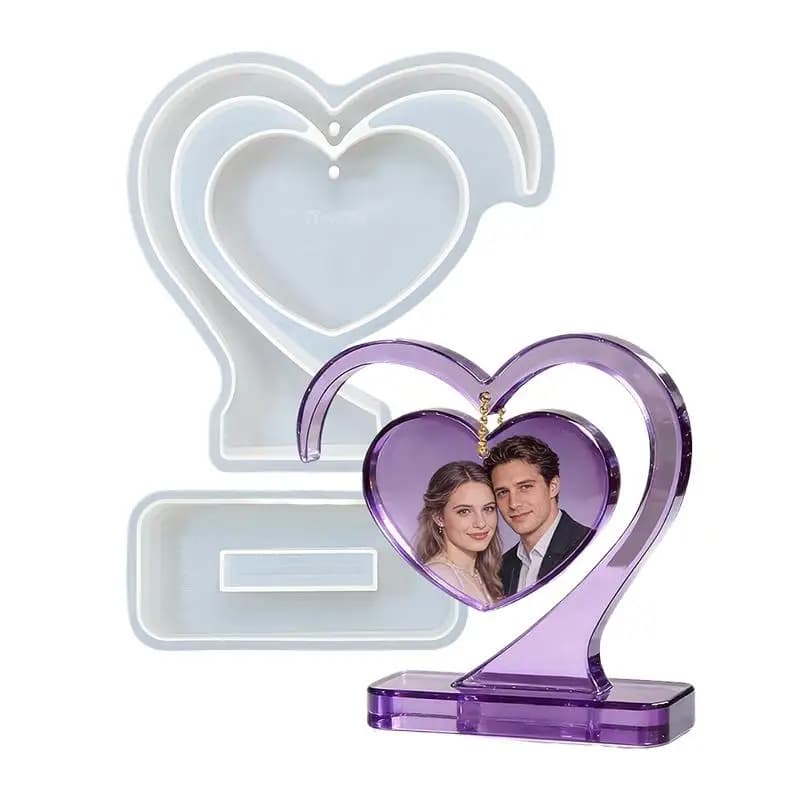 Heart-shaped Photo Frame Pendulum Base Silicone Mold, DIY Crystal Epoxy Resin Mold, DIY Photo Frame Ornament