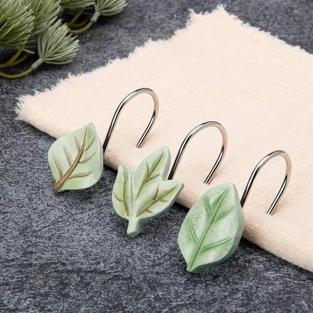 Ganci per tende da doccia di design Ganci per tende da doccia botanici tropicali Anelli metallici resistenti per decorazioni per il bagno Grucce a tema Ruggine
