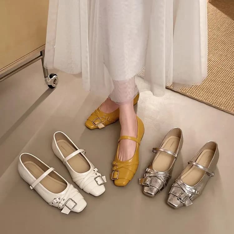Comfortable Trendy Design Low Cut Mary Jane Shoes Women's Slip-On Loafers Fashionable Buckle Detail Stylish Flat Heel Footwear