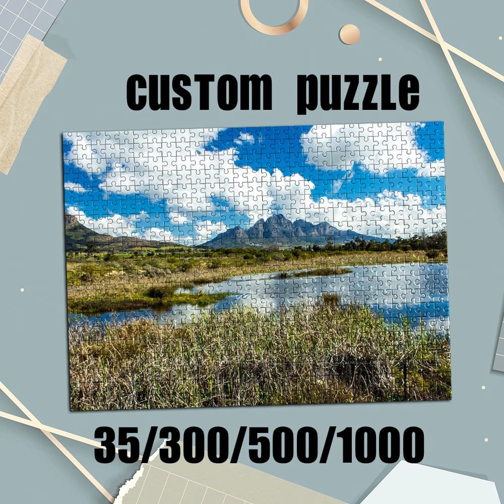 35/300/500/1000pcs Personalized Custom Photo Puzzle Scenery Photo Creative Commemorative Gift Families Games