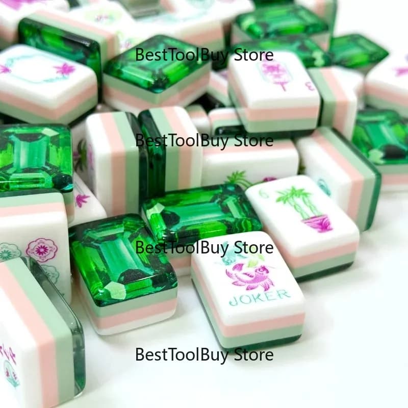 Tessere di Mahjong Americane Moderne, 160 Pezzi di Dimensioni Standard, Quattro Strati in Acrilico Verde Smeraldo per Serate di Gioco e Regali