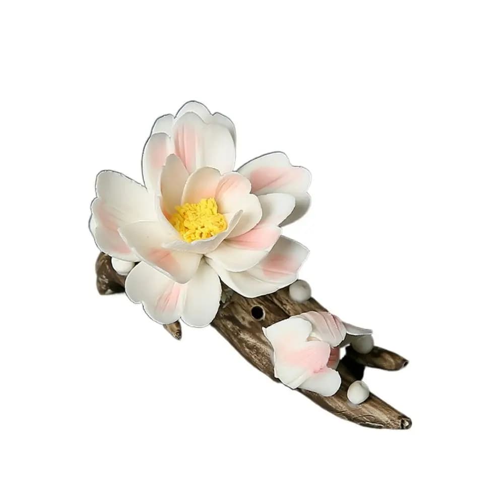 Porta bastoncini di incenso in ceramica regalo a forma di fiore Elegante base per aromaterapia Artigianato multifunzionale Supporto per pennelli per scrittura Uffici